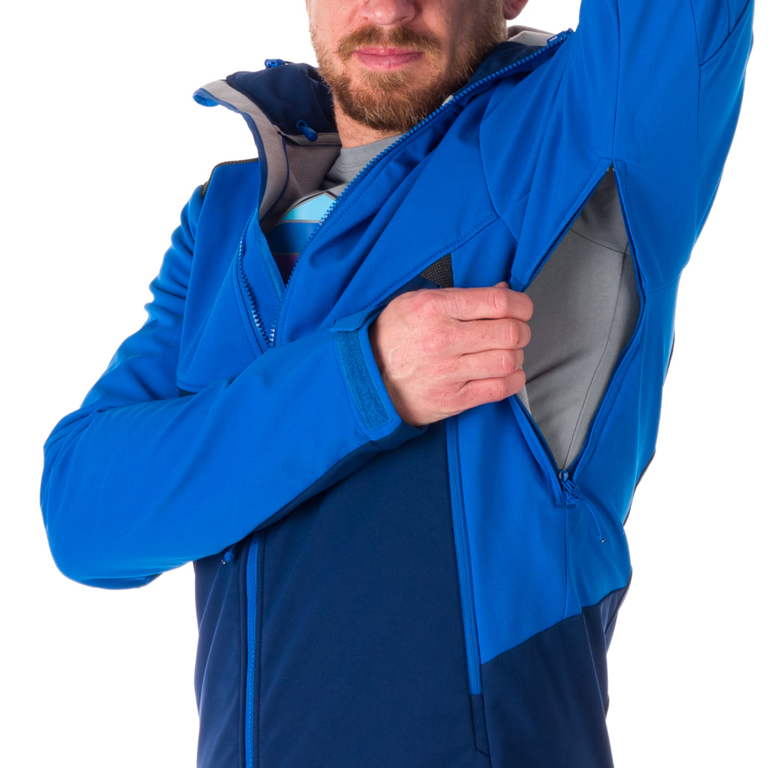 BU-5030OR men's outdoor hoody softshell jacket protect face 3L DYLAN