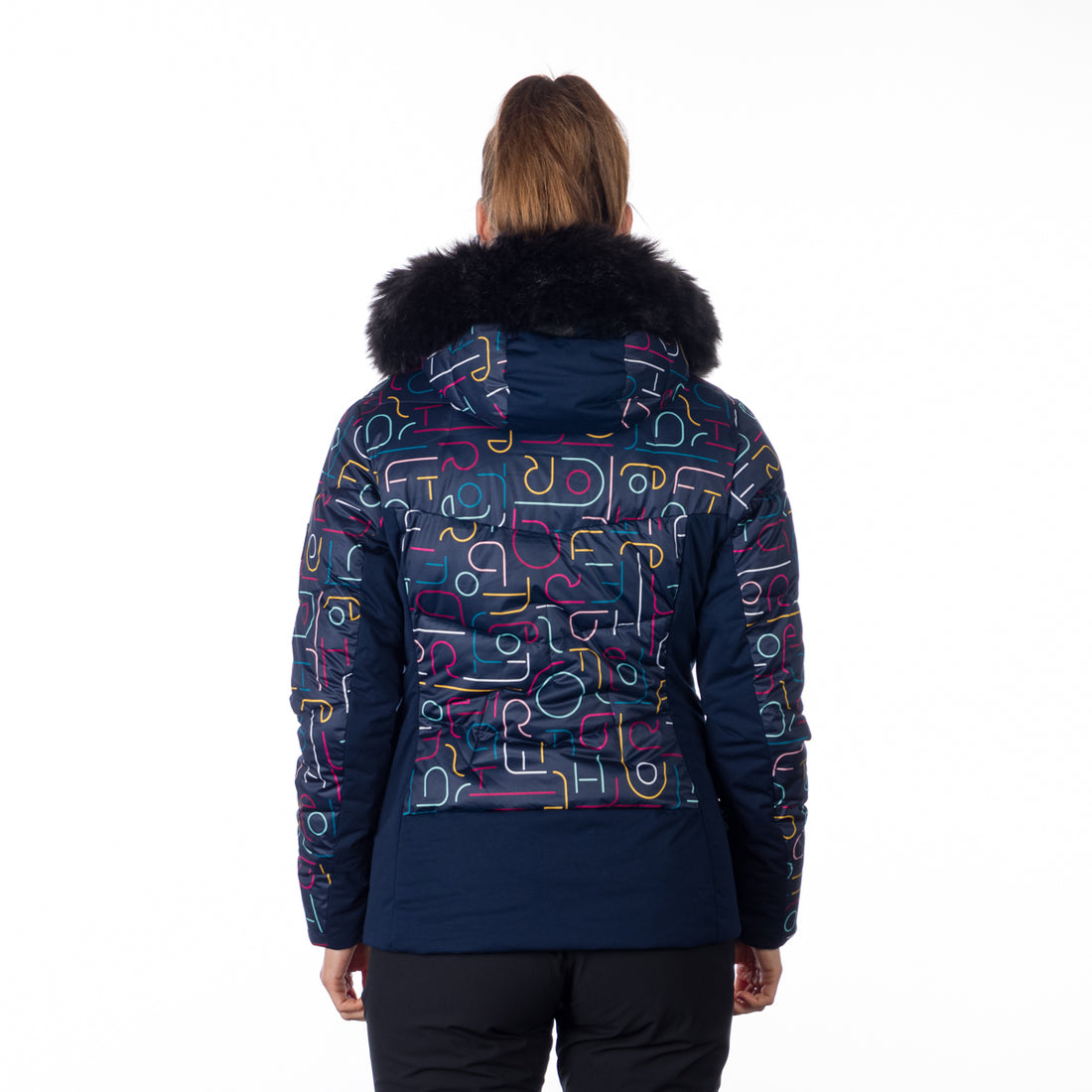 BU-6145SNW women's ski allover print insulated jacket VIVIAN