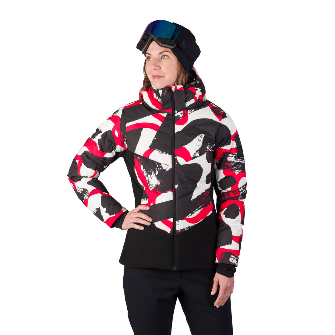 BU-6429SNW women's ski allover print insulated jacket CANDACE