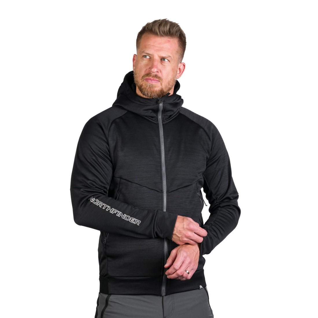 MI-3828OR men's active multisport melange fleece hoody sweater KEN