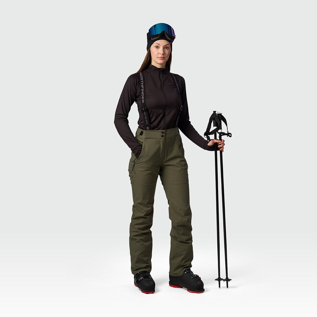 NO-6091SNW women's ski comfortable trousers with braces GEMNA