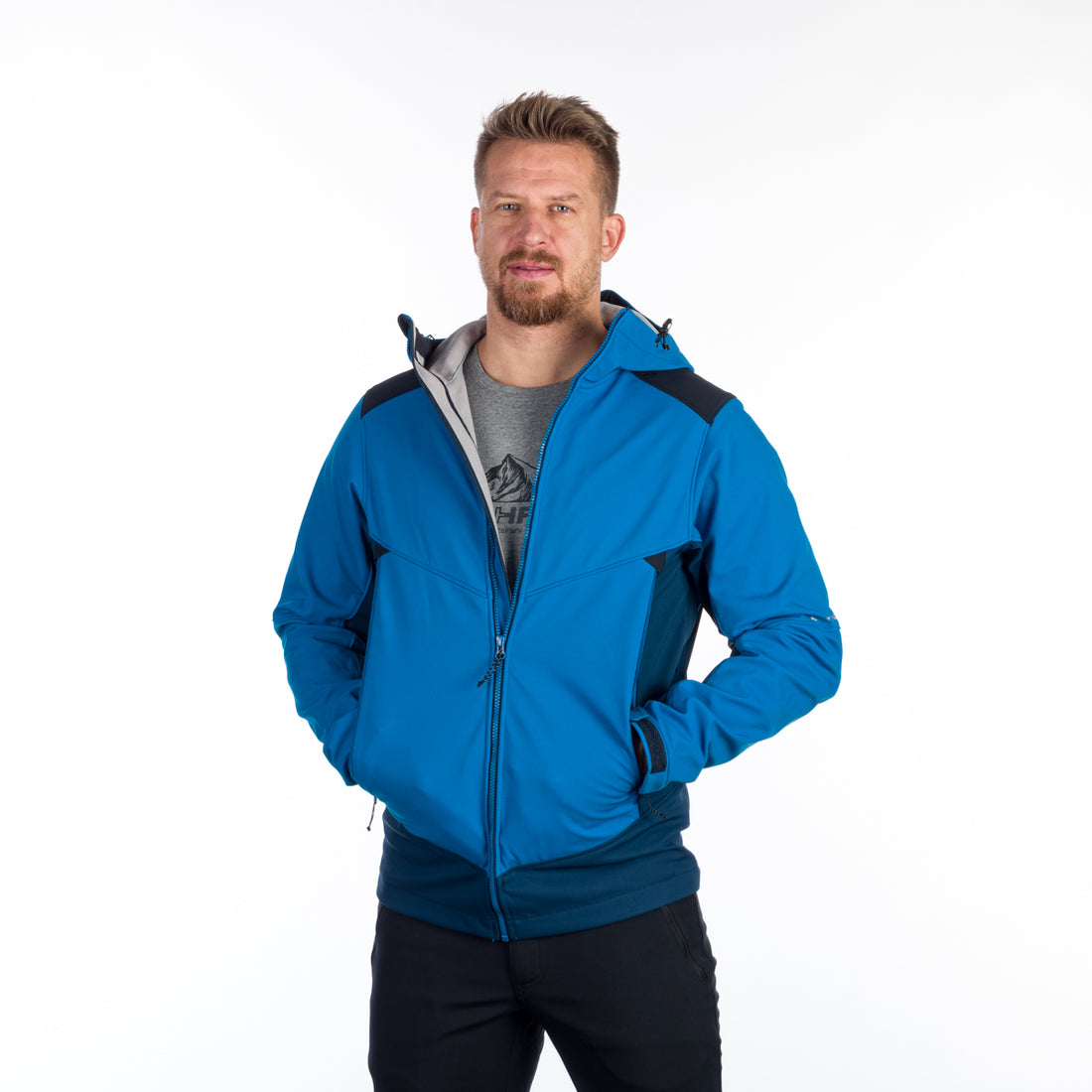 BU-5130OR men's outdoor hoody softshell jacket protect face 3L MORRIS