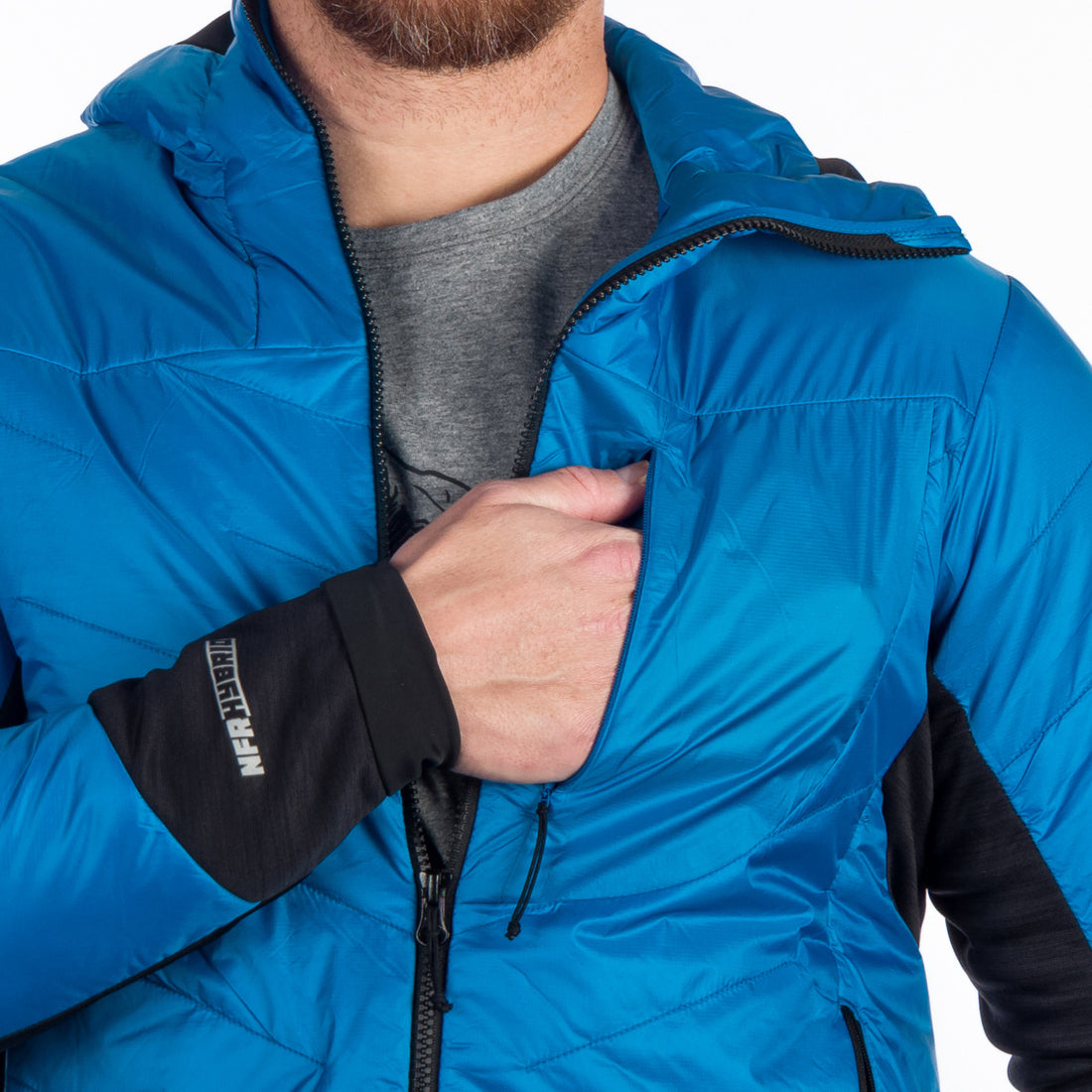 BU-5135OR men's hybrid active trekking jacket with PrimaLoft DON