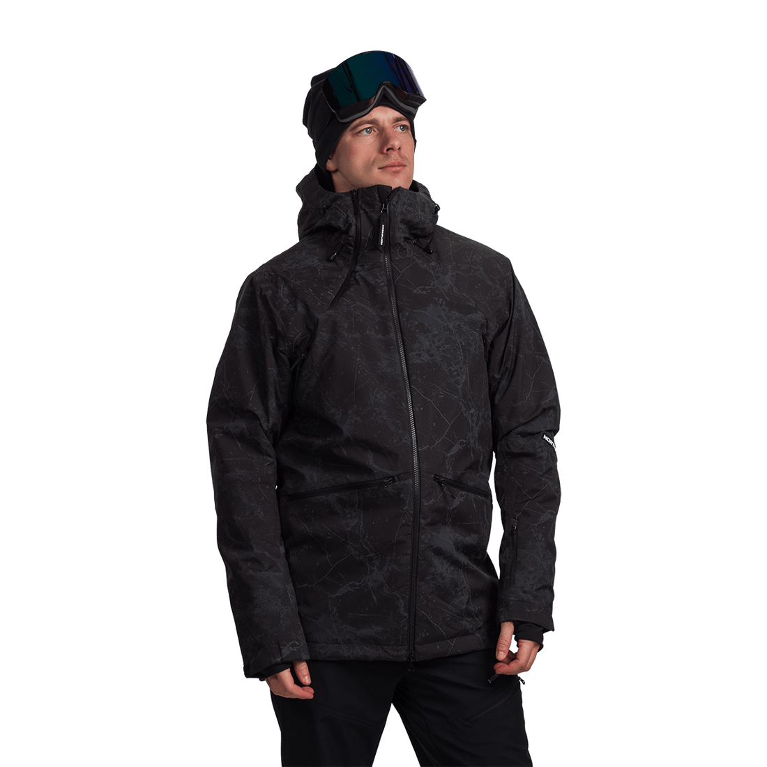 BU-52061SNW men's ski freerider jacket allover print PASQUALE