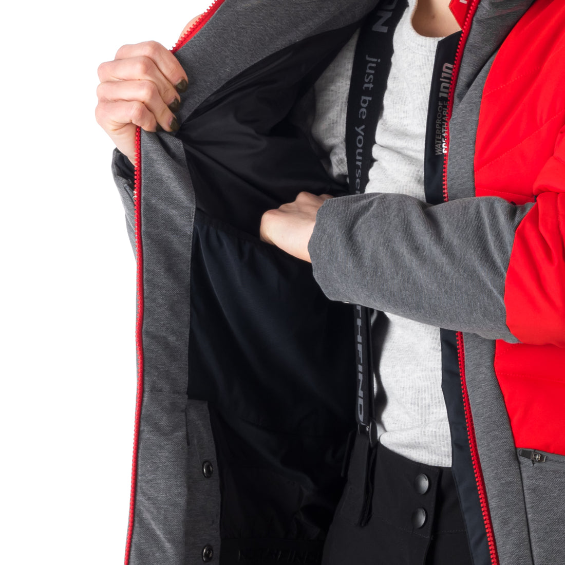 BU-6045SNW women's ski combi melange quilted insulated jacket BRANDY
