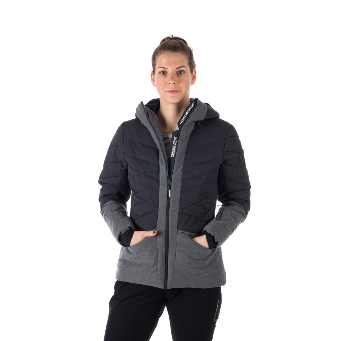 BU-6045SNW women's ski combi melange quilted insulated jacket BRANDY