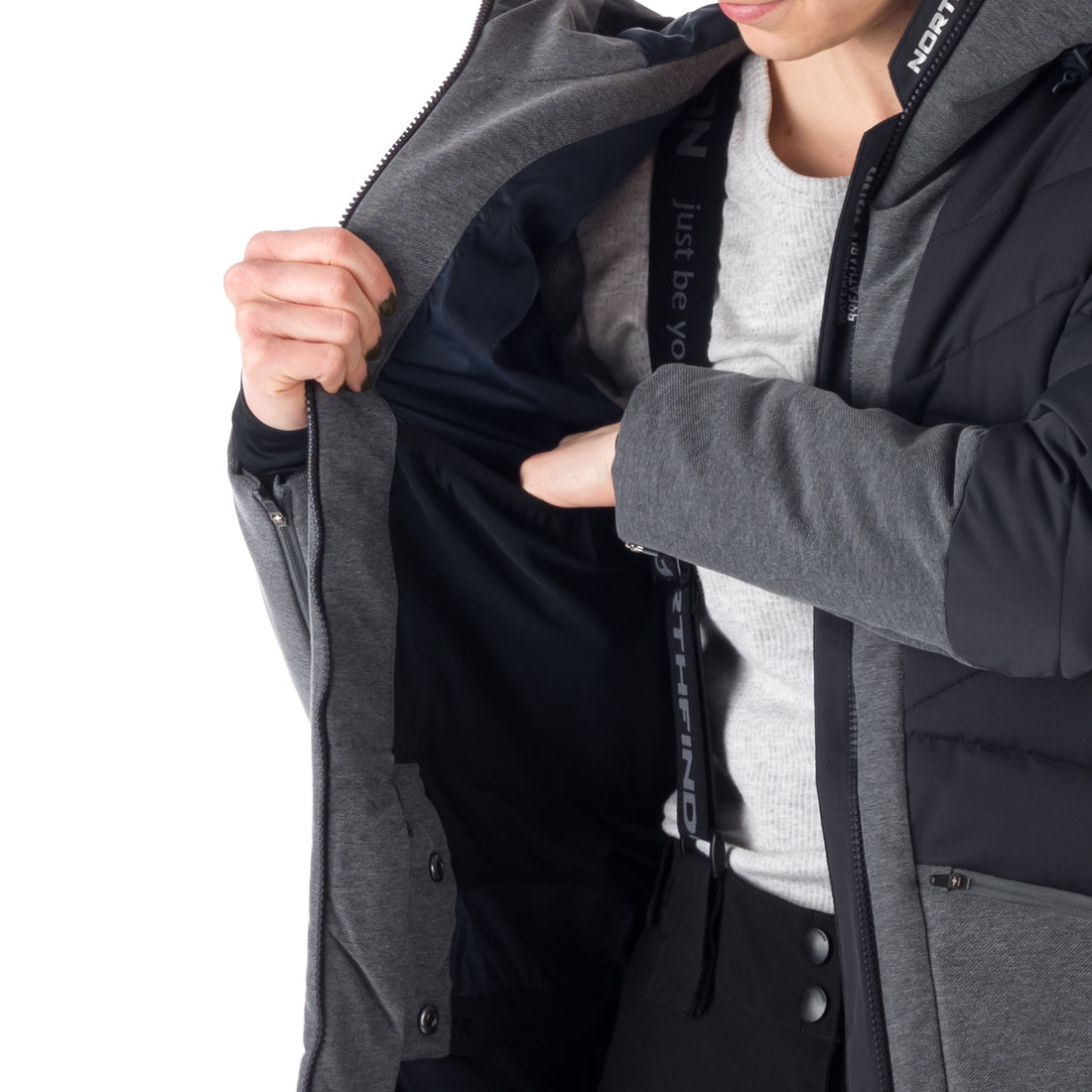 BU-6045SNW women's ski combi melange quilted insulated jacket BRANDY