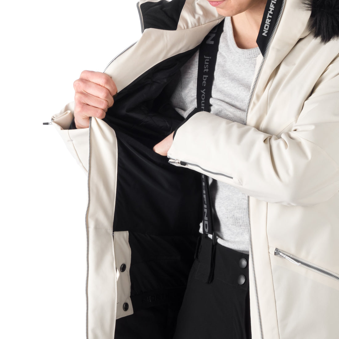 BU-6046SNW women's ski trendy elegant prolonged jacket BRINLEY