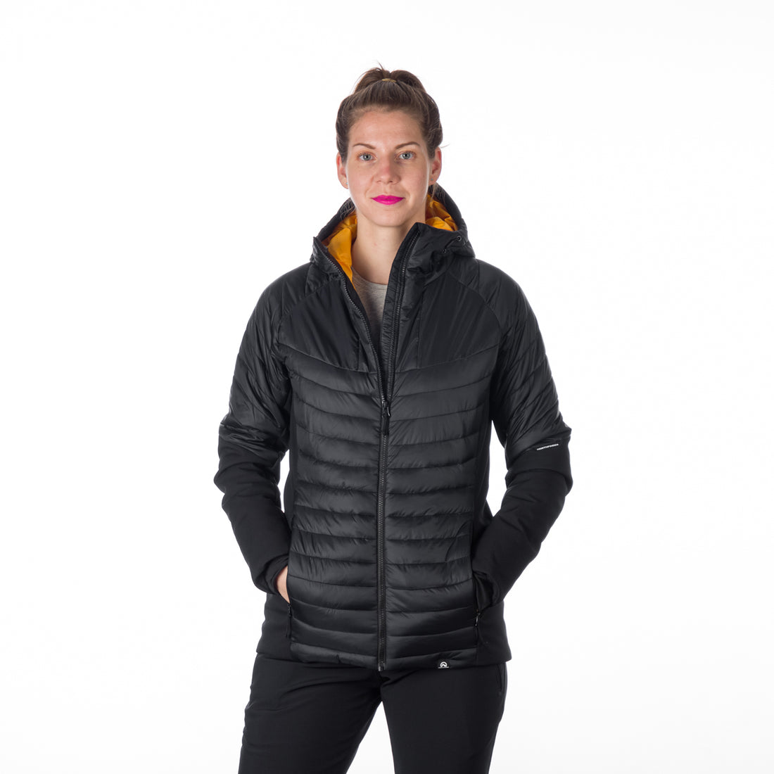 BU-6131OR women's outdoor hybrid like down jacket with softshell PHYLLIS