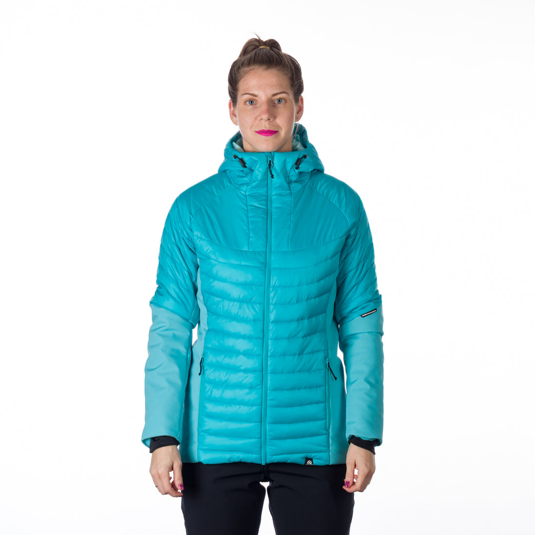 BU-6131OR women's outdoor hybrid like down jacket with softshell PHYLLIS
