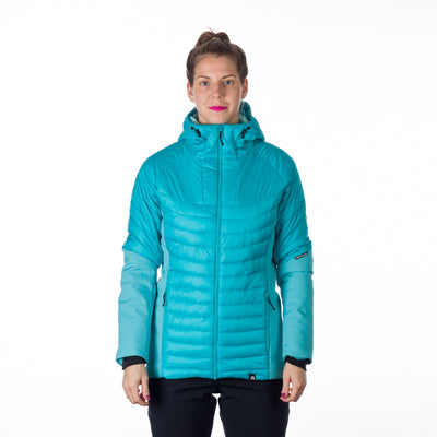 BU-6131OR women's outdoor hybrid like down jacket with softshell PHYLLIS