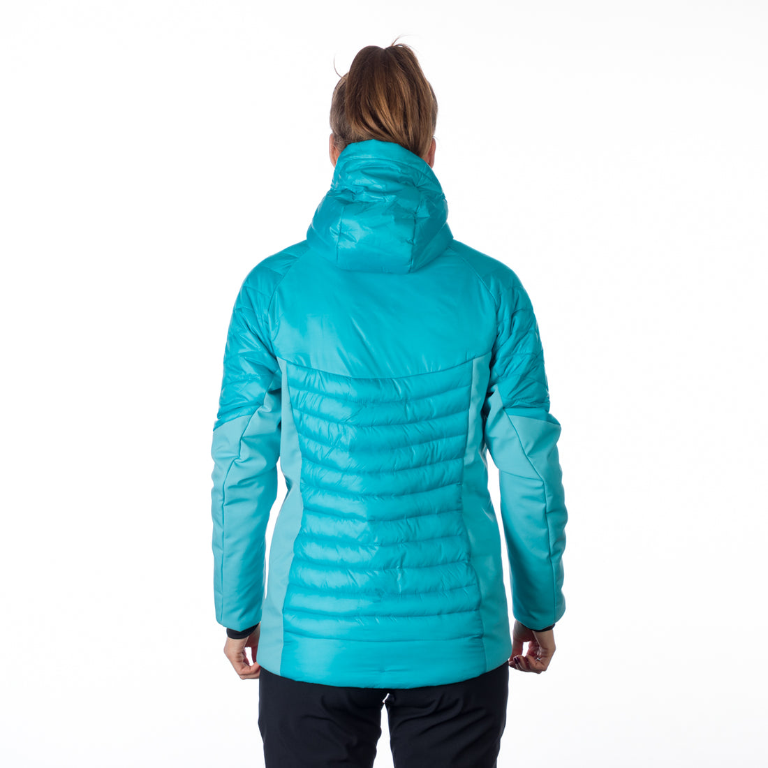 BU-6131OR women's outdoor hybrid like down jacket with softshell PHYLLIS