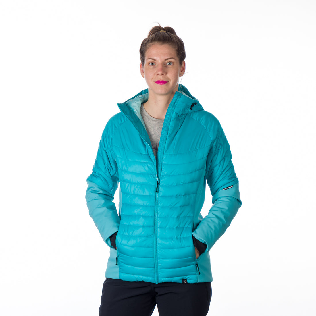 BU-6131OR women's outdoor hybrid like down jacket with softshell PHYLLIS