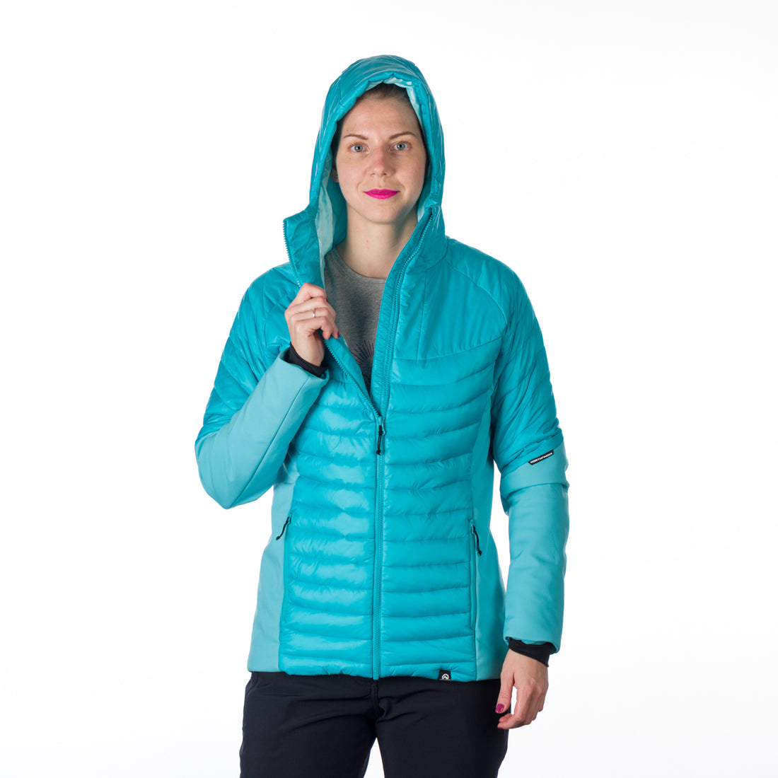BU-6131OR women's outdoor hybrid like down jacket with softshell PHYLLIS