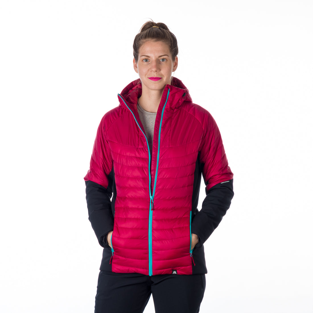 BU-6131OR women's outdoor hybrid like down jacket with softshell PHYLLIS