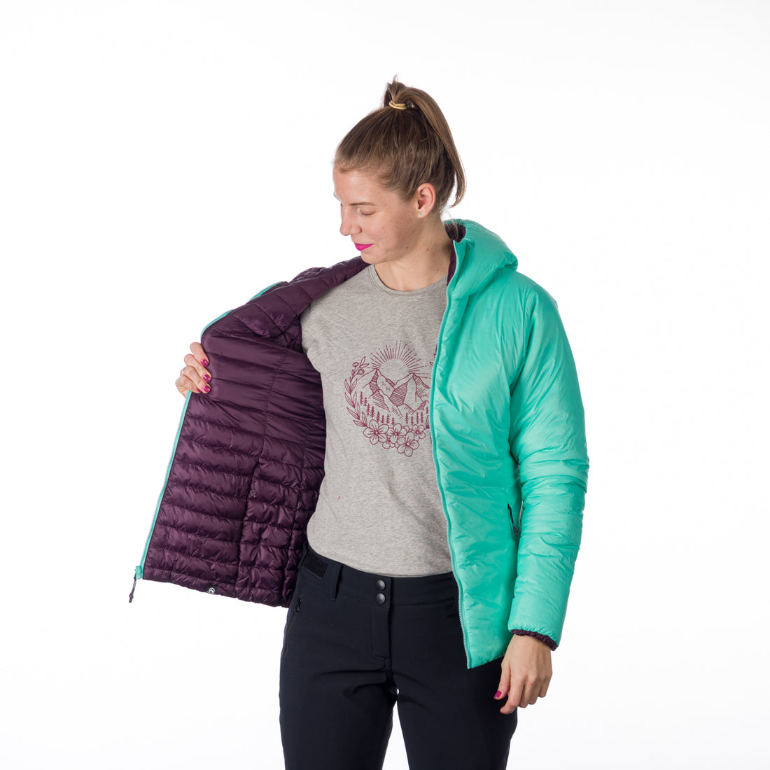 BU-6134OR women's insulated reversible hoody jacket JANET