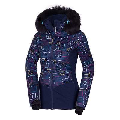 BU-6145SNW women's ski allover print insulated jacket VIVIAN