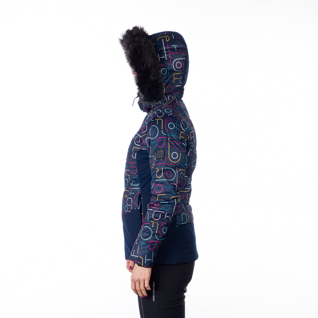 BU-6145SNW women's ski allover print insulated jacket VIVIAN
