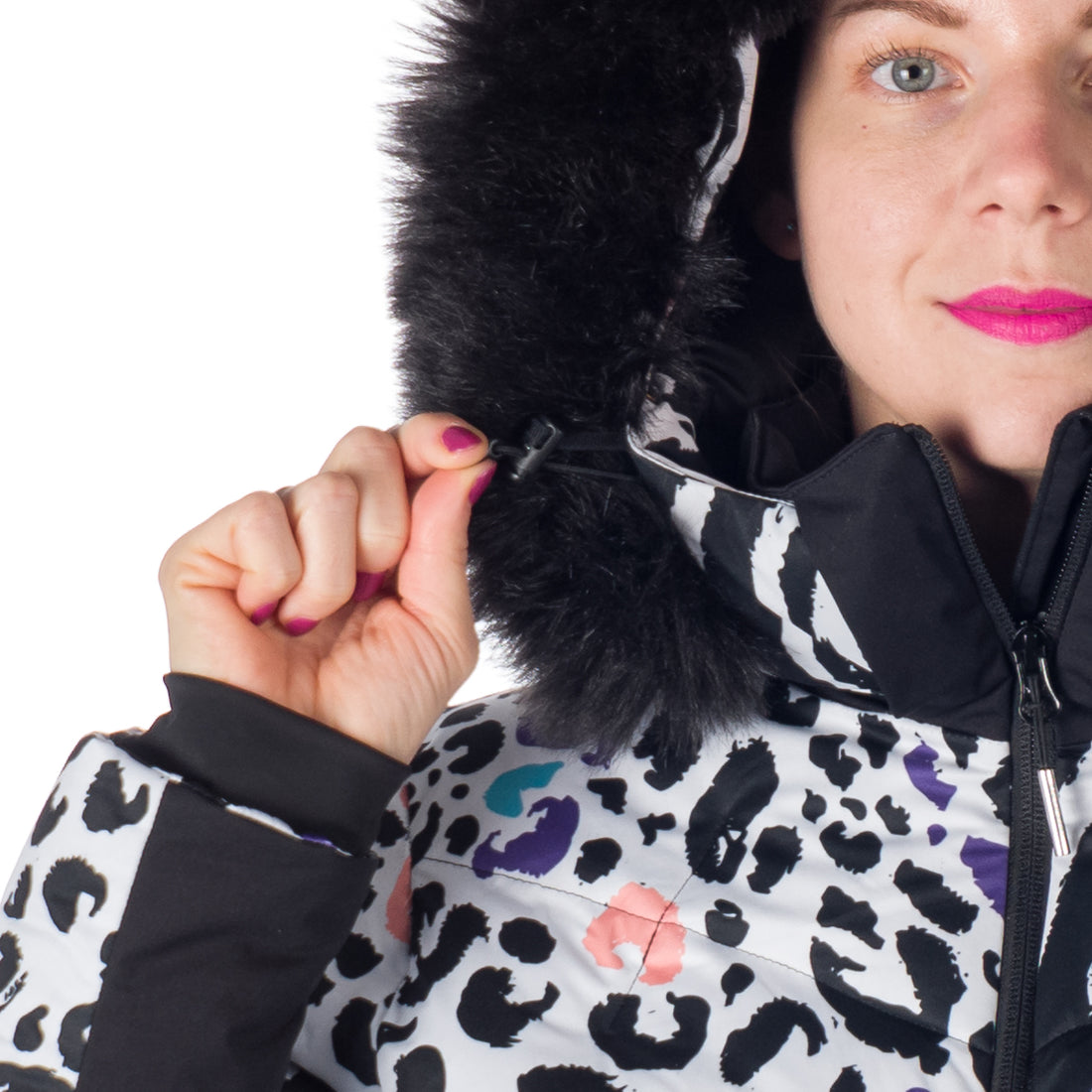 BU-6145SNW women's ski allover print insulated jacket VIVIAN
