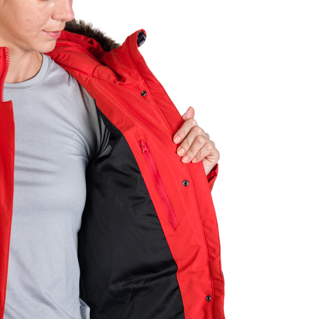 BU-6157SP women's sport insulated prolonged jacket with fur RHEA