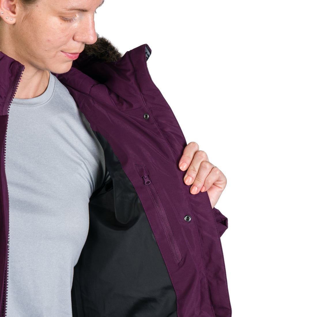 BU-6157SP women's sport insulated prolonged jacket with fur RHEA