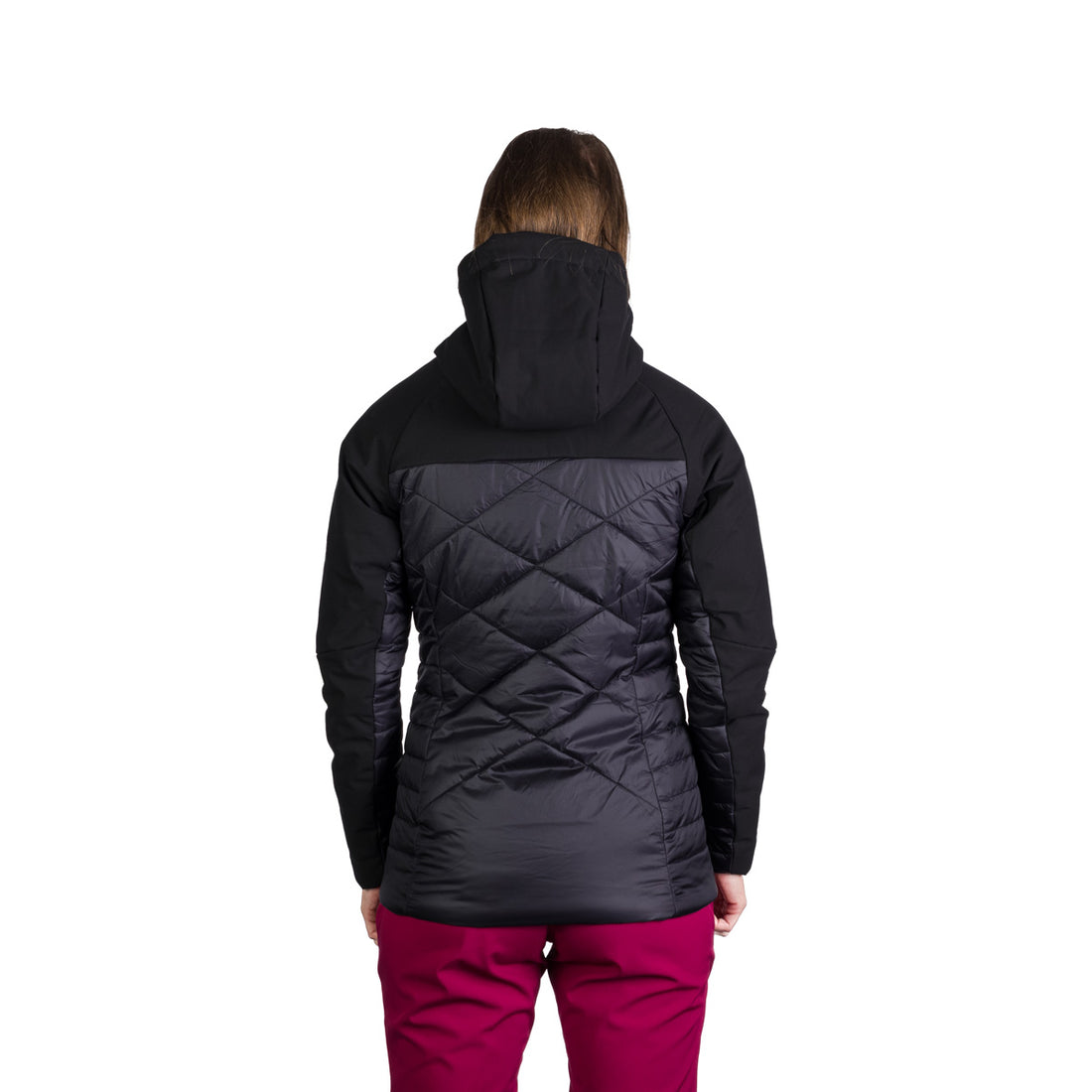 BU-6241OR women's outdoor hybrid like down jacket with softshell DEANNE