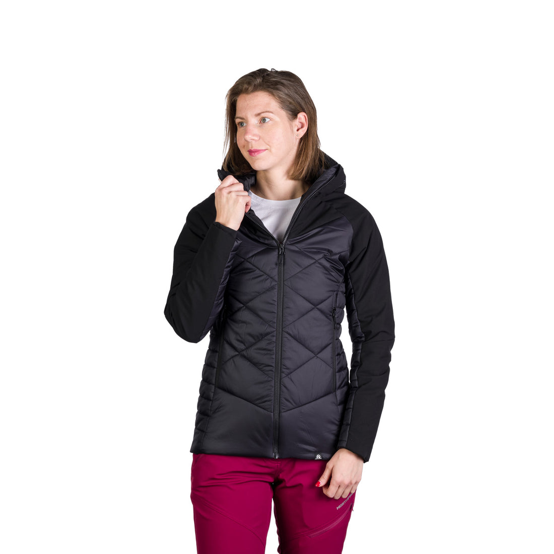 BU-6241OR women's outdoor hybrid like down jacket with softshell DEANNE