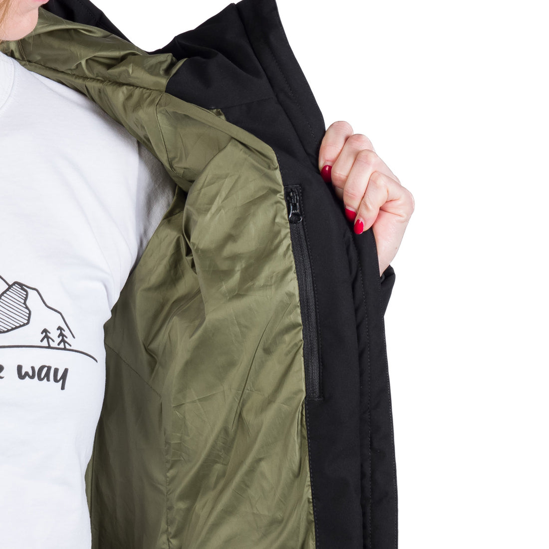BU-6241OR women's outdoor hybrid like down jacket with softshell DEANNE