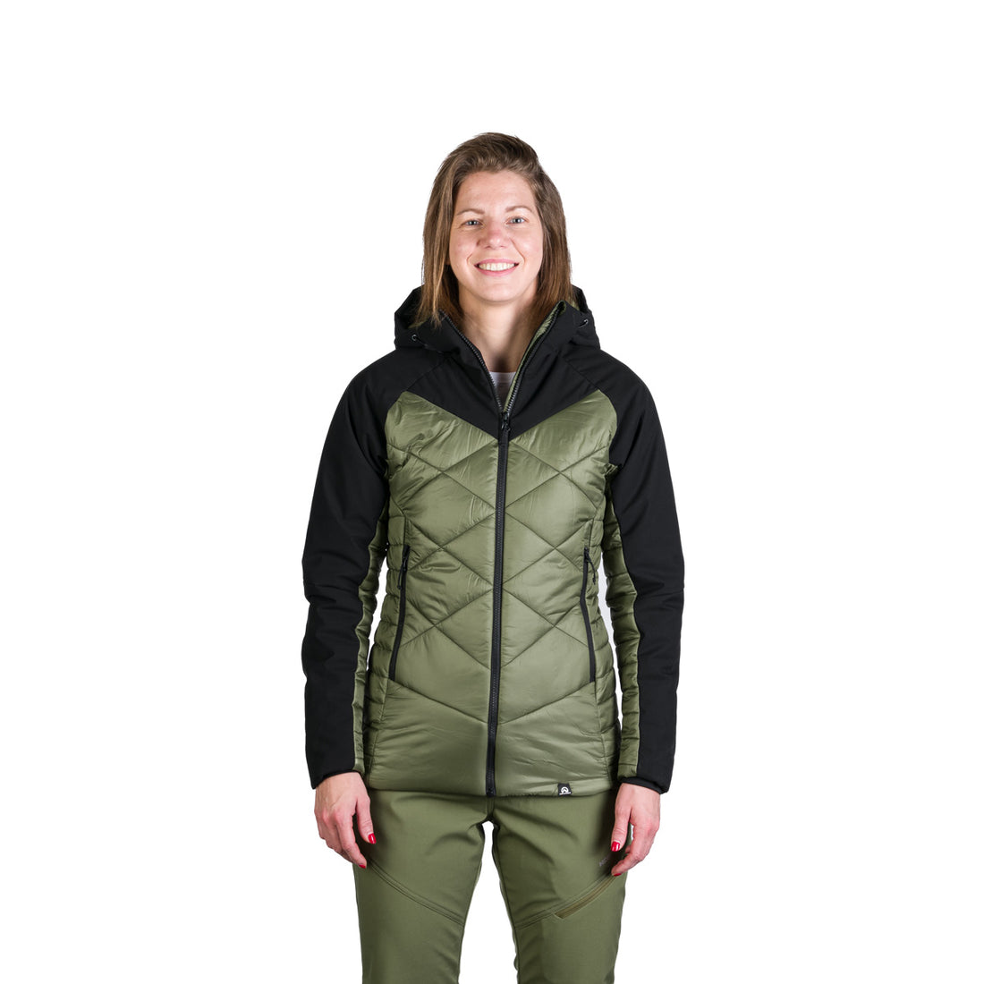 BU-6241OR women's outdoor hybrid like down jacket with softshell DEANNE