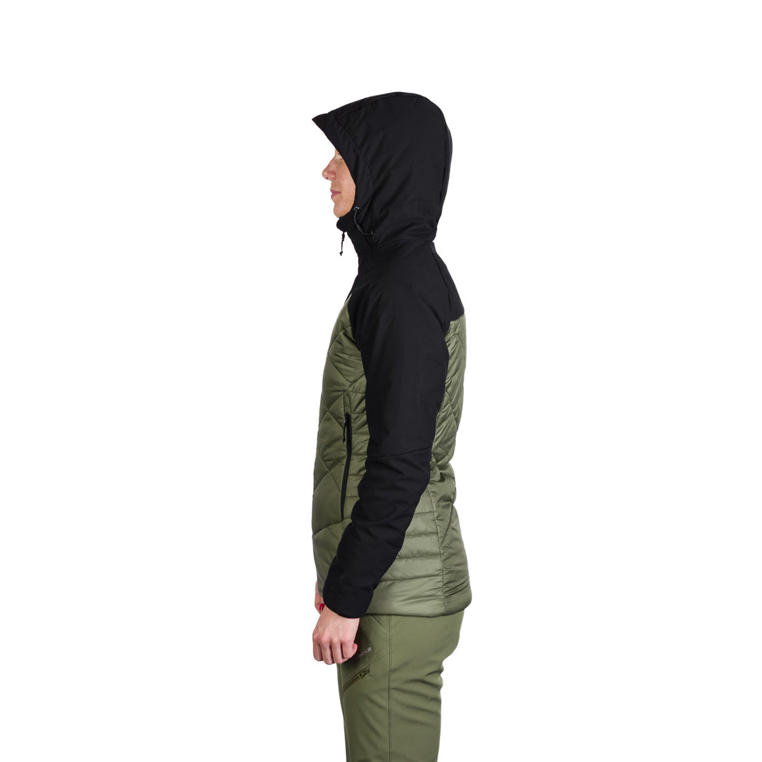 BU-6241OR women's outdoor hybrid like down jacket with softshell DEANNE