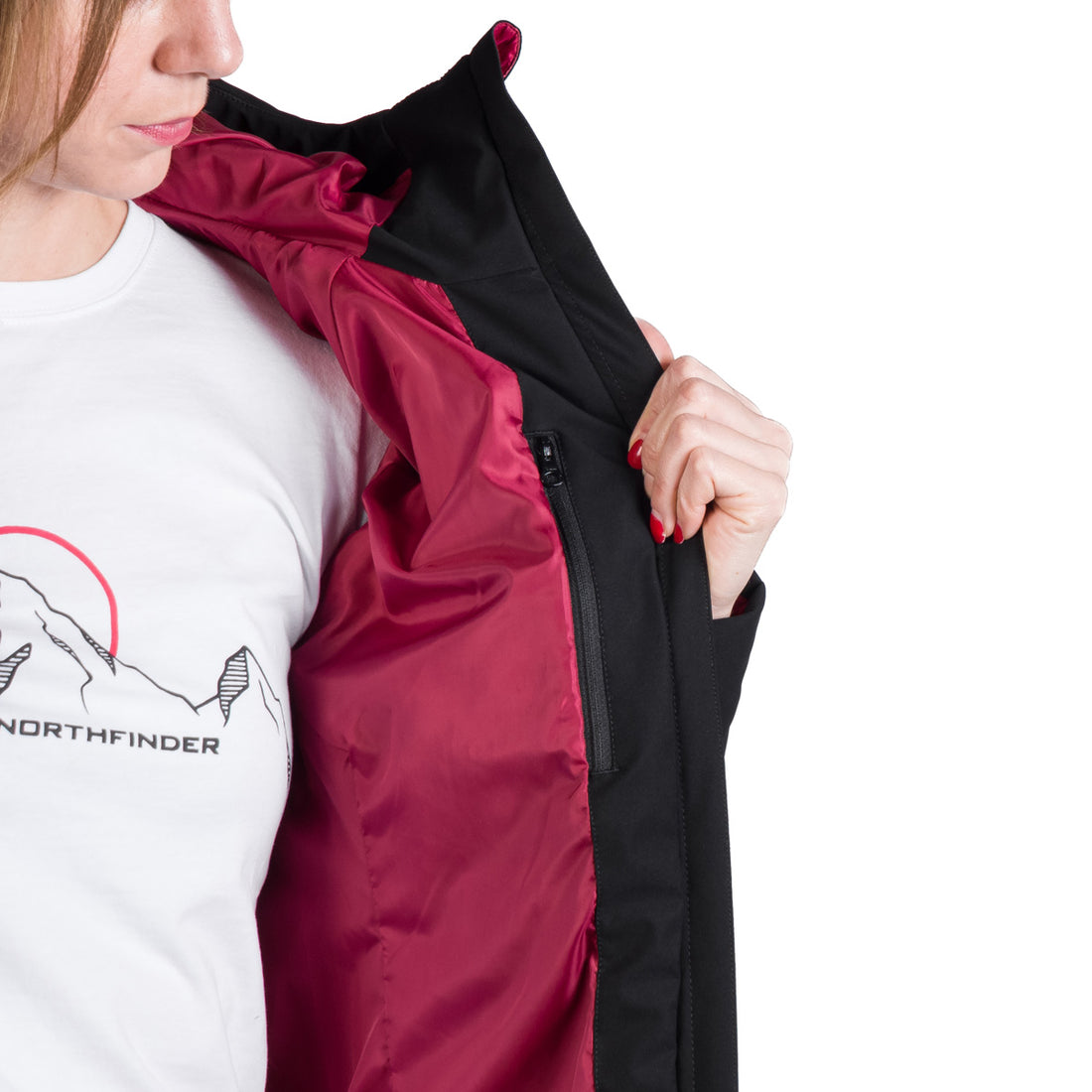 BU-6241OR women's outdoor hybrid like down jacket with softshell DEANNE