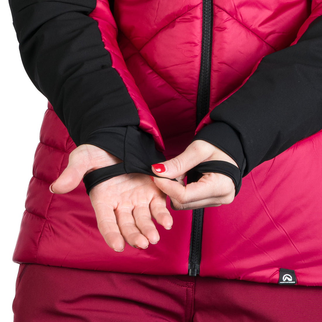 BU-6241OR women's outdoor hybrid like down jacket with softshell DEANNE
