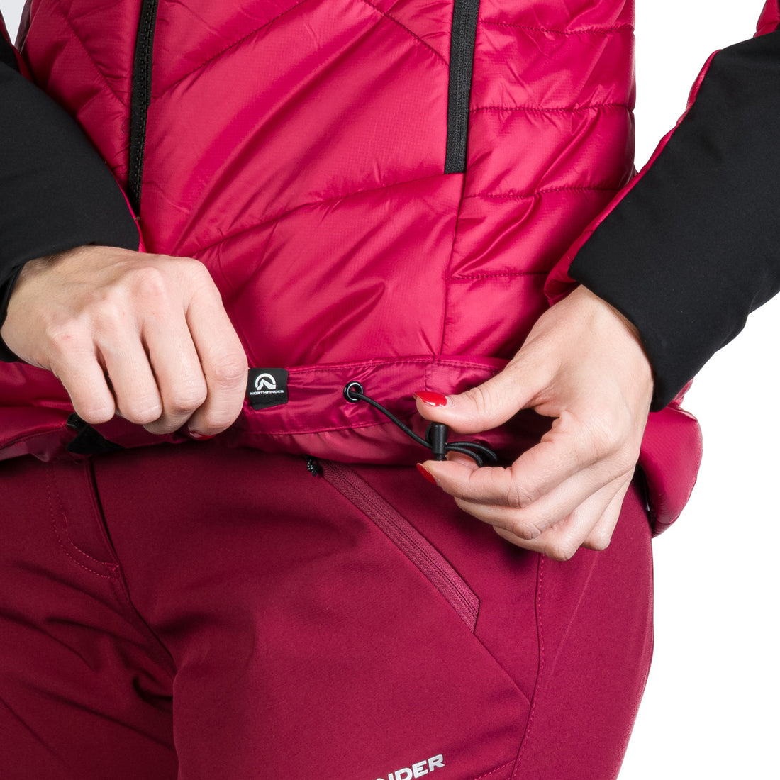 BU-6241OR women's outdoor hybrid like down jacket with softshell DEANNE
