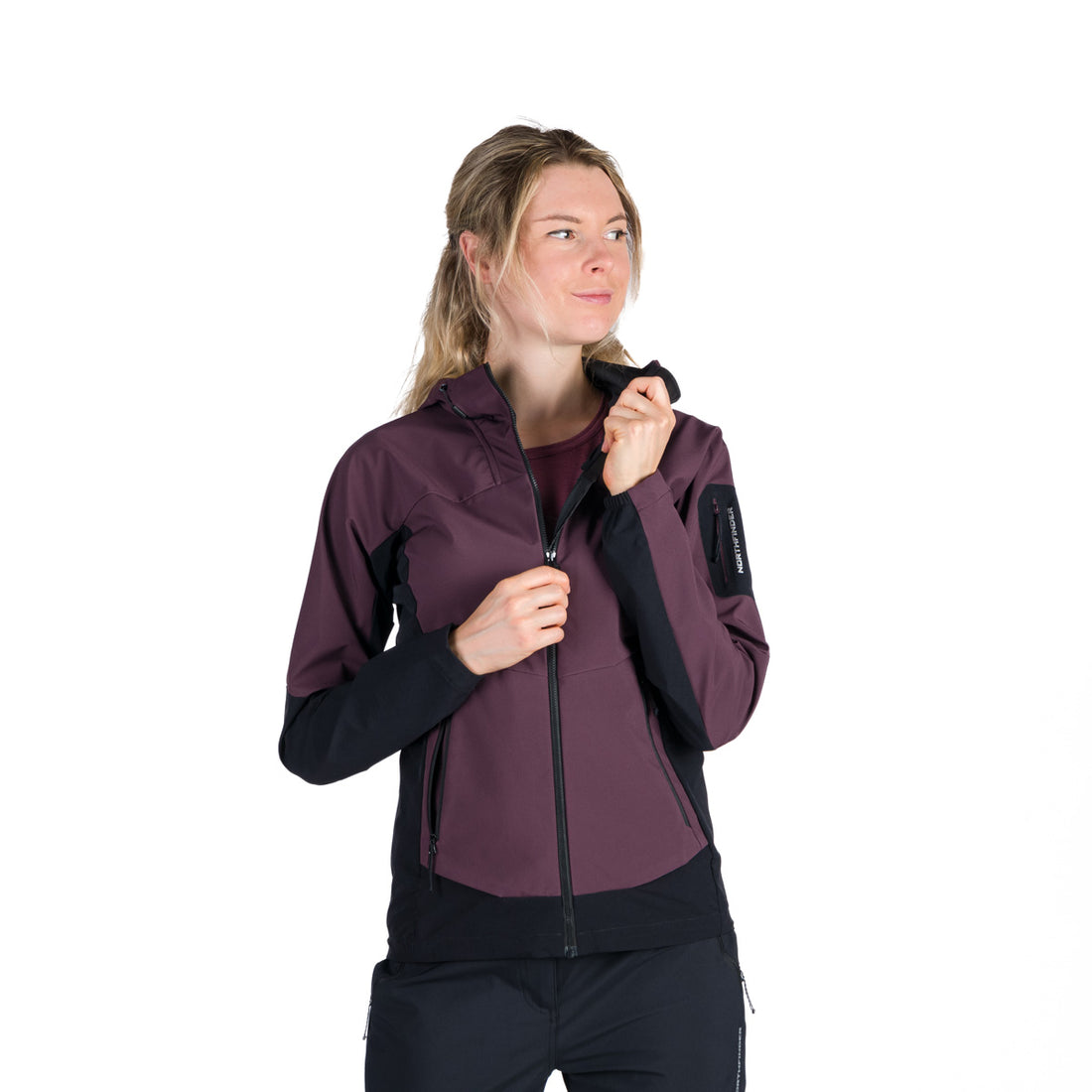 BU-6293OR women's trekking hybrid softshell active jacket JANELL