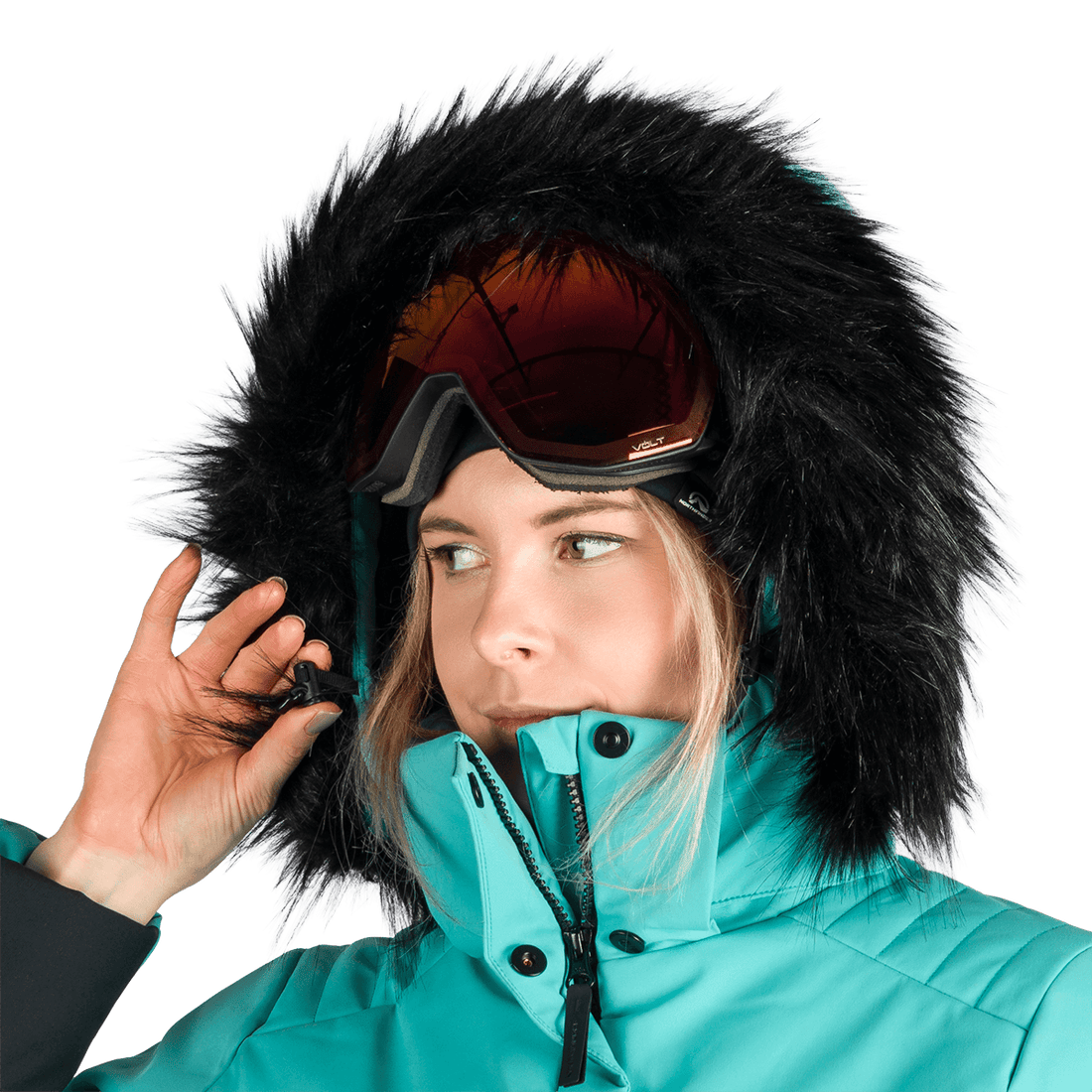 BU-6349SNW women's ski insulated trendy jacket with fur ABIGAYLE