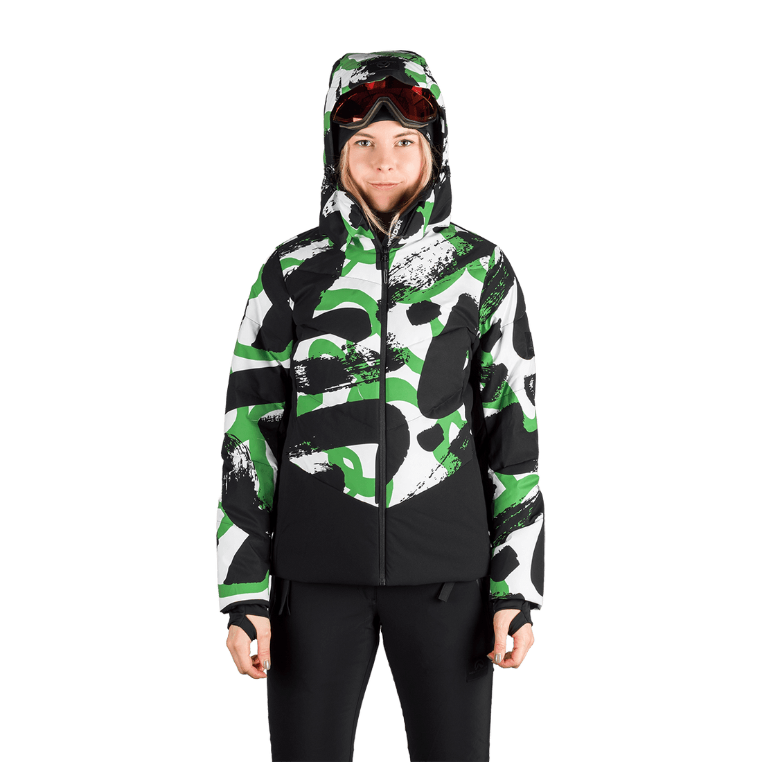 BU-6355SNW women's ski allover print insulated jacket KAYLEIGH