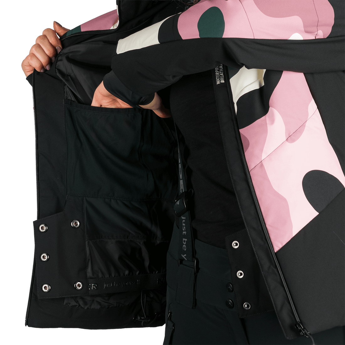 BU-6355SNW women's ski allover print insulated jacket KAYLEIGH