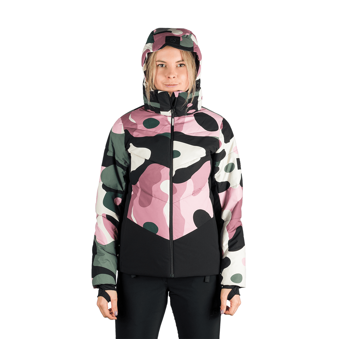 BU-6355SNW women's ski allover print insulated jacket KAYLEIGH