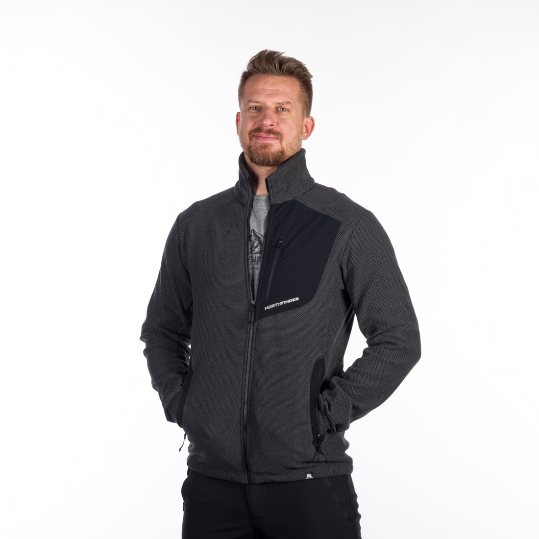 MI-3813OR men's trekking fleece sweater melange style BOB