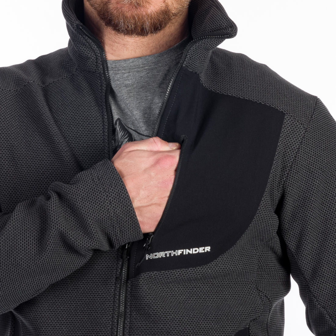 MI-3813OR men's trekking fleece sweater melange style BOB