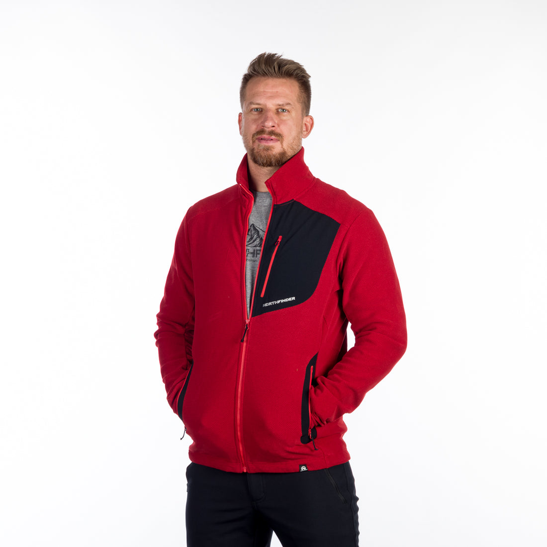 MI-3813OR men's trekking fleece sweater melange style BOB
