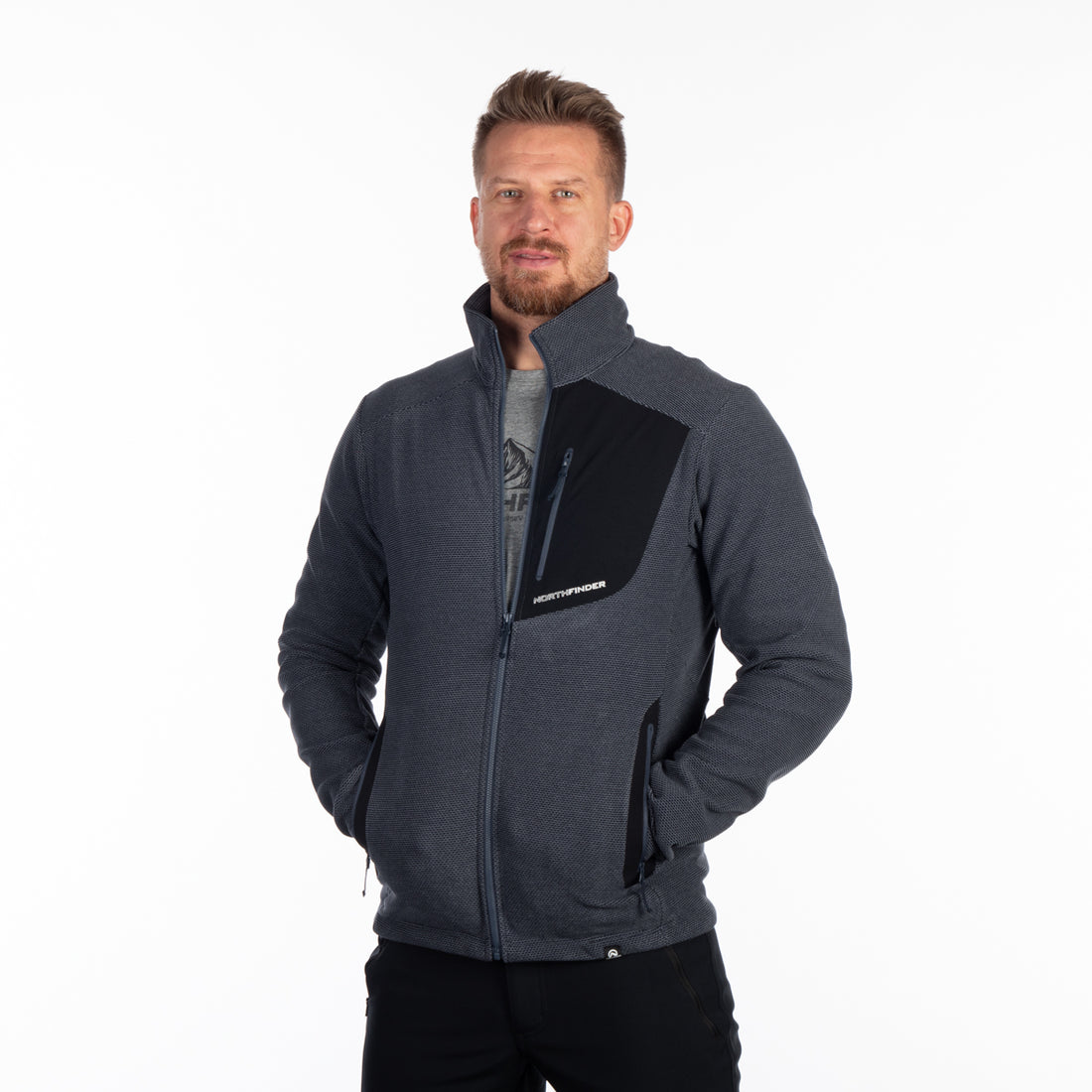 MI-3813OR men's trekking fleece sweater melange style BOB