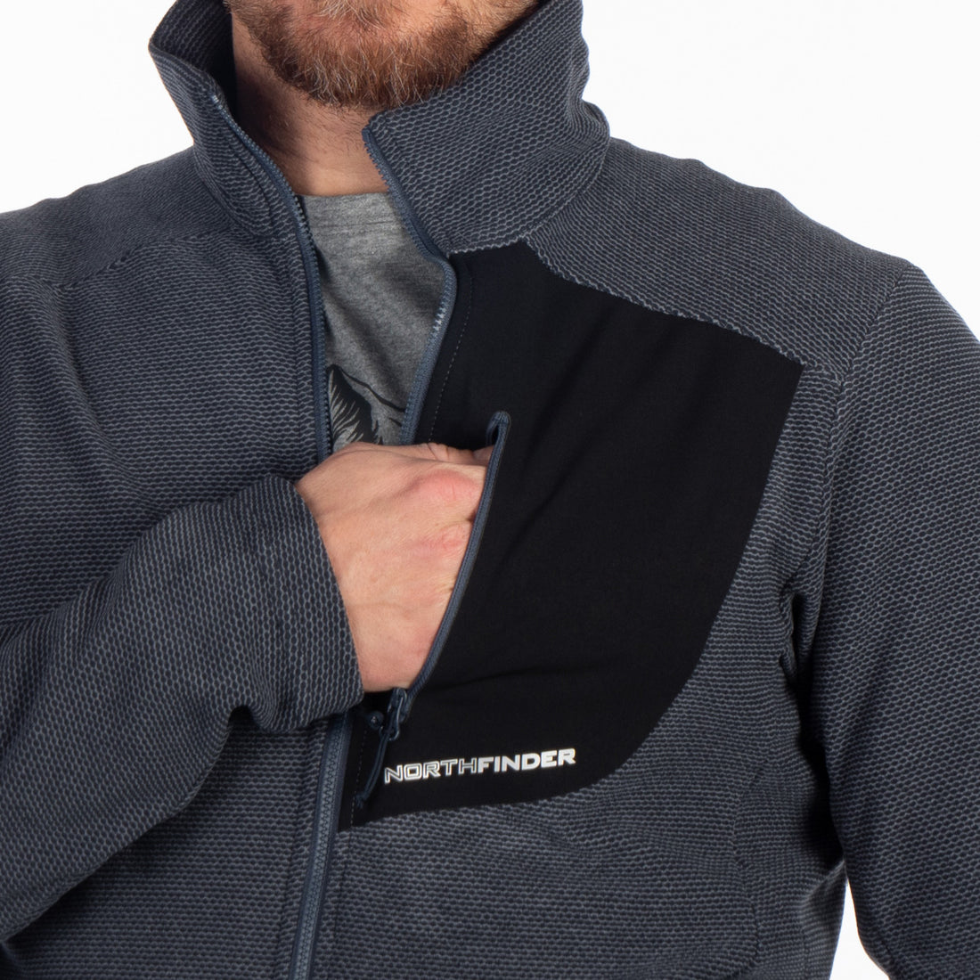 MI-3813OR men's trekking fleece sweater melange style BOB