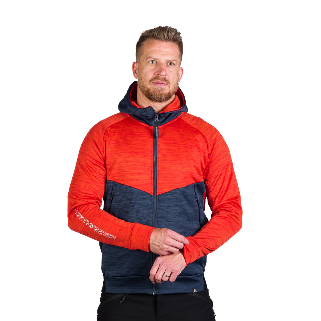 MI-3828OR men's active multisport melange fleece hoody sweater KEN
