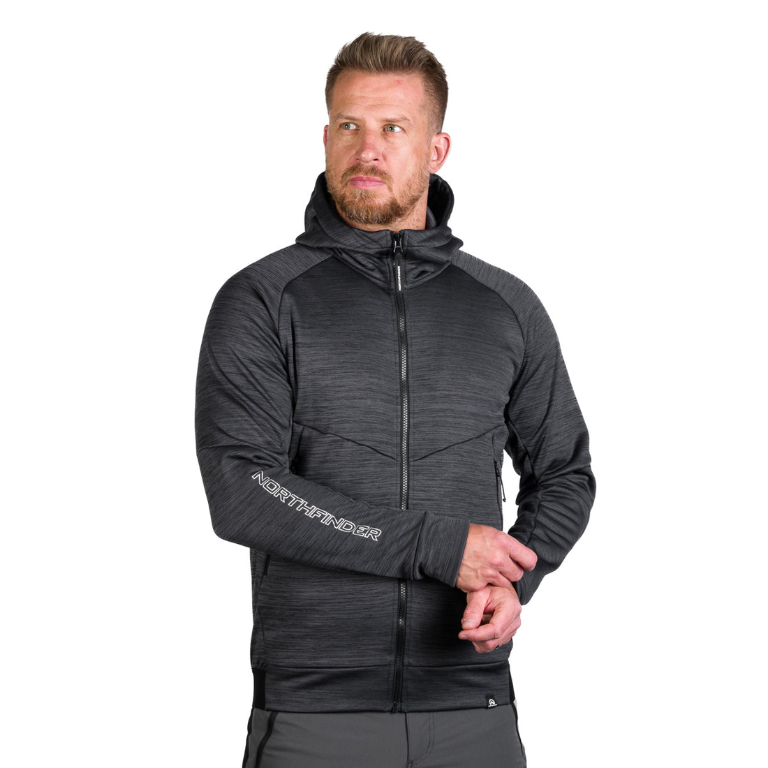 MI-3828OR men's active multisport melange fleece hoody sweater KEN