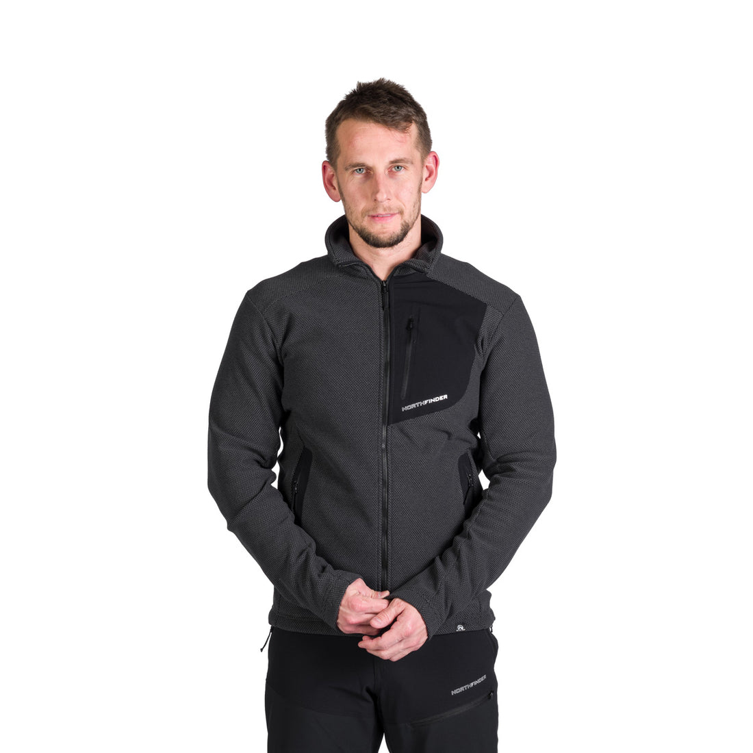 MI-3845OR men's trekking fleece sweater melange style LUDOVICO