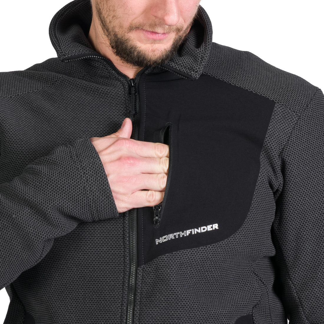 MI-3845OR men's trekking fleece sweater melange style LUDOVICO
