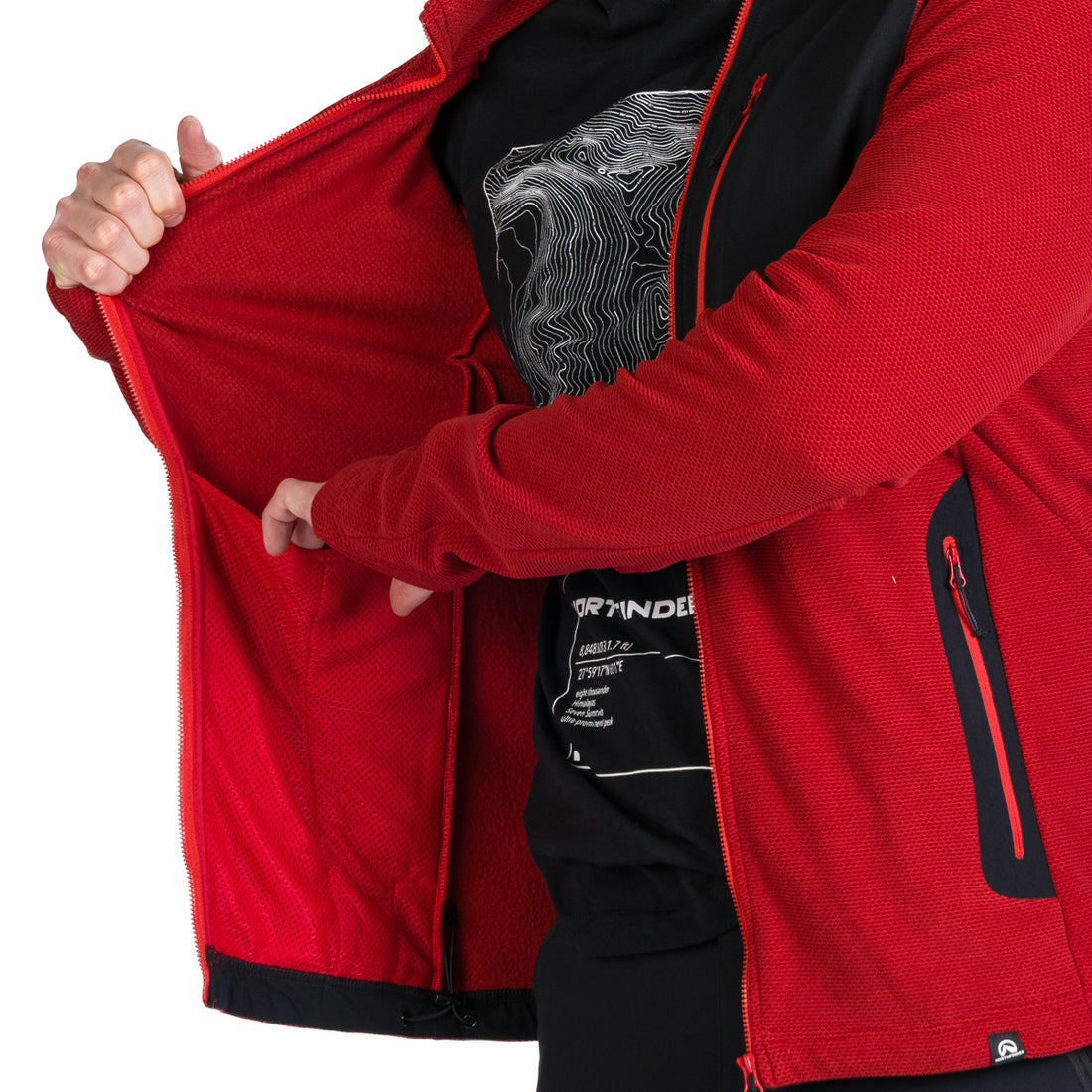 MI-3845OR men's trekking fleece sweater melange style LUDOVICO