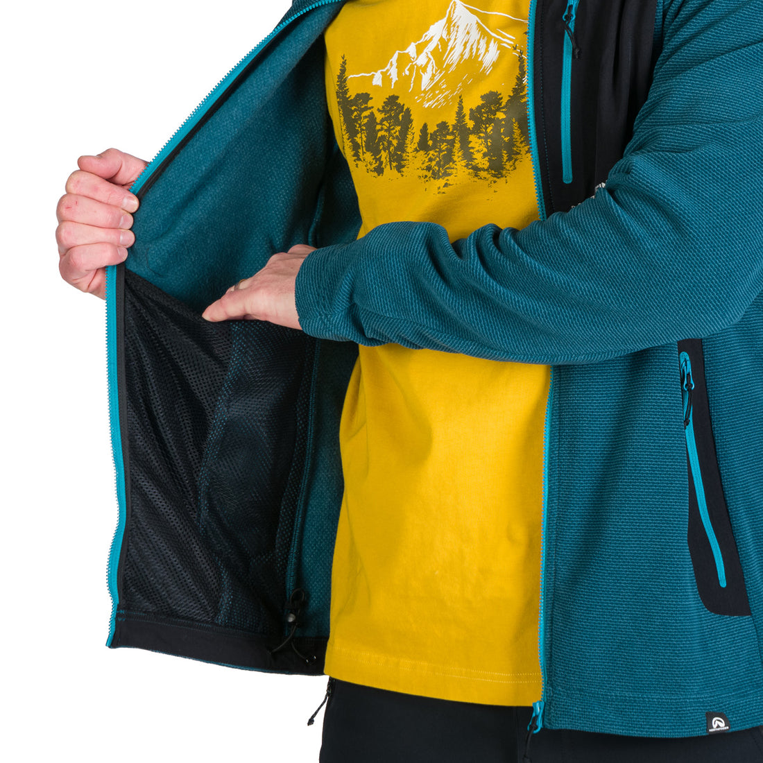 MI-3845OR men's trekking fleece sweater melange style LUDOVICO