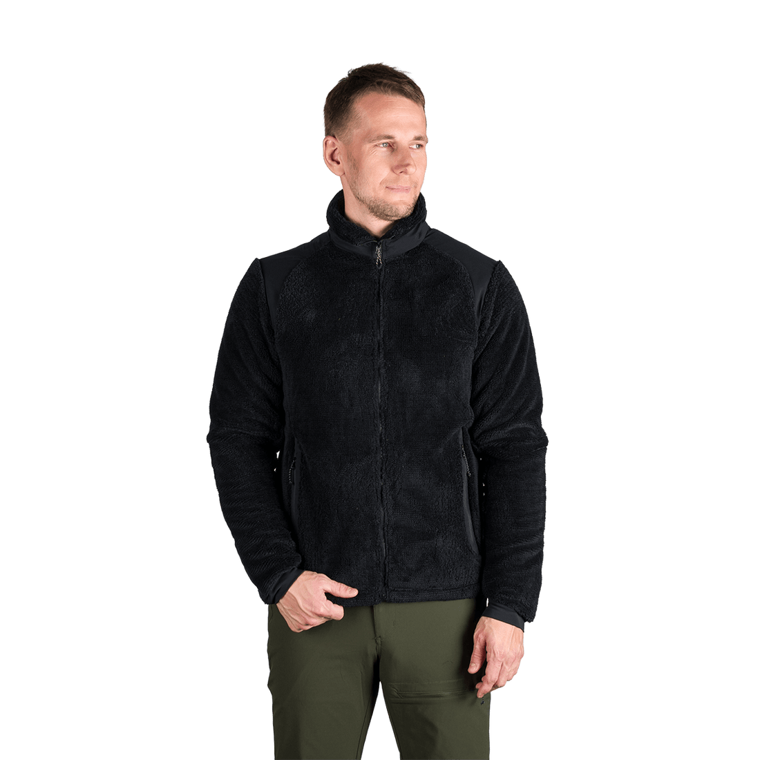 MI-3885OR men's sherpa fleece sweater with reinforcement MIKOLAJ